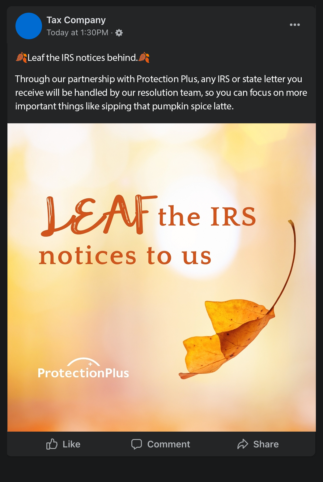 Leaf the IRS Notices to Protection Plus